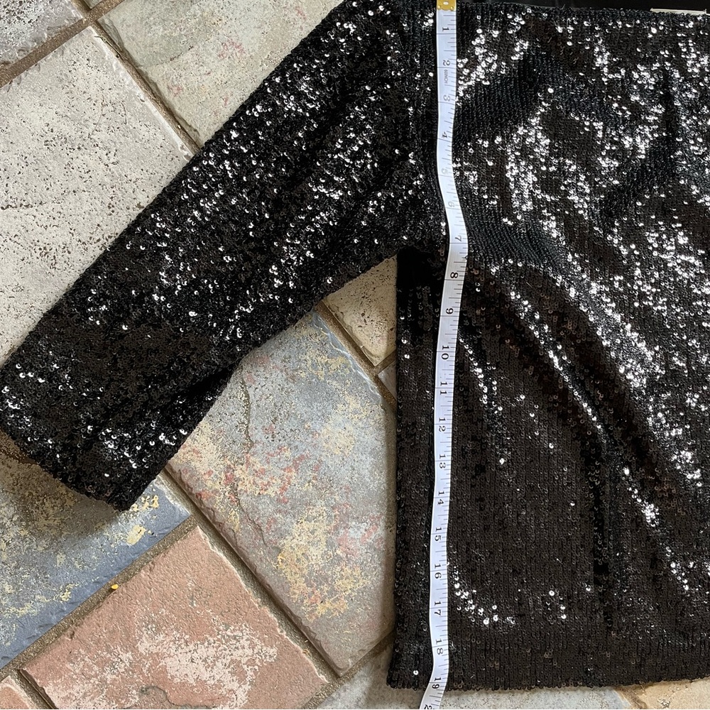 A.L.C. Black Sequin Zoey Boat Neck Fun Shimmer Sparkle Party Blouse Top Size 0 - Picture 10 of 12